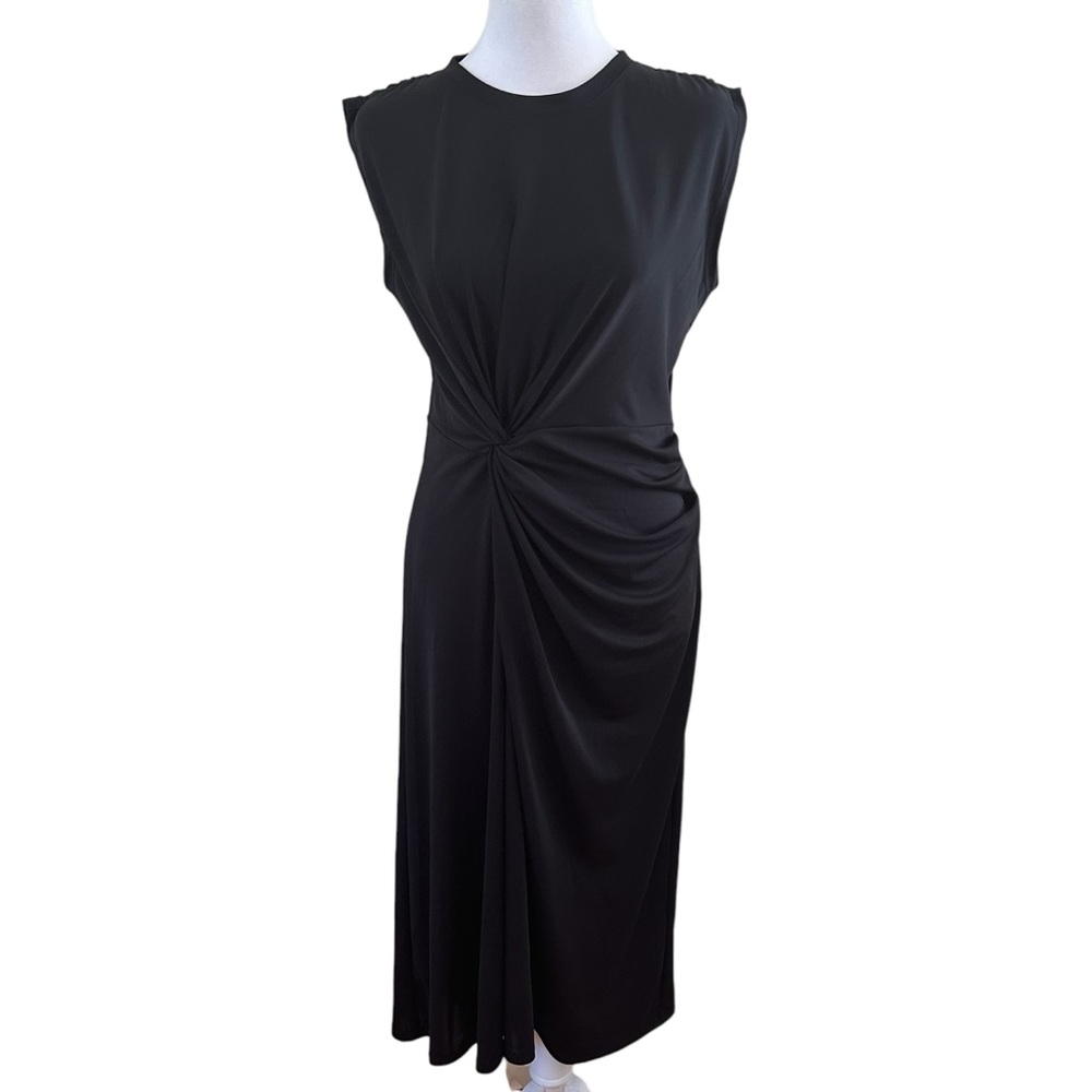 Banana Republic Sleeveless Ruching Midi Dress Black Size S